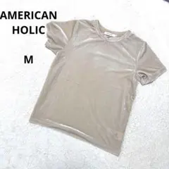 アメリカンホリック　ベロア半袖Tシャツ 半袖シャツ　トップス　M　ベージュ