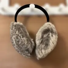 グレー ファー 耳あて・イヤーマフ　ラヴィットファー