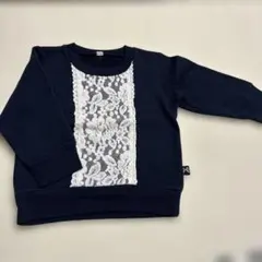 95 ネイビー レース付き トレーナー