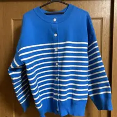 【w closet】前後2WAY クルーネックボーダーカーディガン