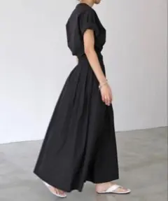 アクテ ワイドベルトロングスカート F ブラック AKTEのサムネイル