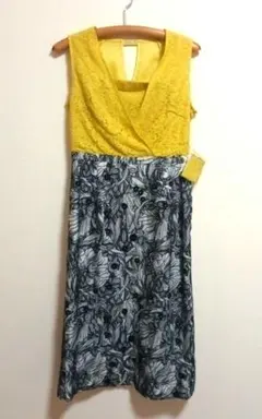 イエロー レース 花柄 ワンピース 新品