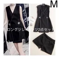 夏 春 秋 レディース  ロングジレセットロングベストとショートパンツ2点セット