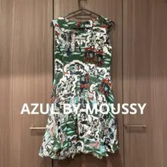 AZUL BY MOUSSY ノースリーブひざ丈ワンピース グリーン！