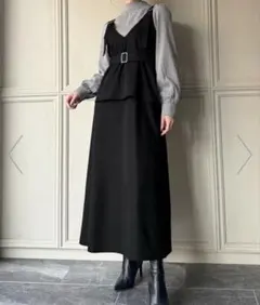 JUNOAH Vネックジャンスカキャミワンピースのサムネイル