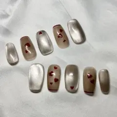 ネイルチップ ハート柄 赤（No.2）