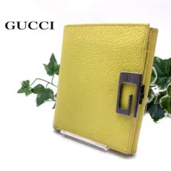 GUCCI Gロゴ 二つ折り財布 イエロー レザー コンパクトのサムネイル