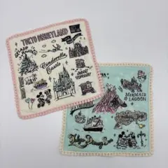 ディズニーリゾート限定 完売 タオルハンカチ 2枚セット パーク柄 シー ランド