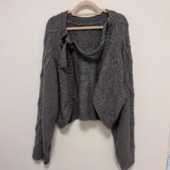 ニコアンド　グレー ケーブルニット カーディガン 長袖