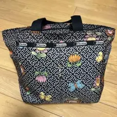 レスポートサック 花柄トートバッグ 黒 大容量 軽量