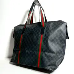 【美品✨】グッチ ボストンバッグ シェリーライン GGスプリーム 肩掛け 黒