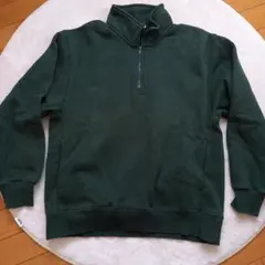 GU　ヘビーウェイトスウェットハーフジッププルオーバー　長袖　グリーン　Sサイズ