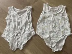 ベビー肌着 メッシュ　恐竜柄タンクトップ 前開きロンパース70cm