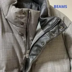 BEAMS グレンチェック ダウンジャケット L