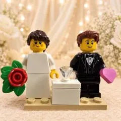 パーツオーダー可　プレート LEGO ウェディング 新郎新婦 ミニフィグ 結婚