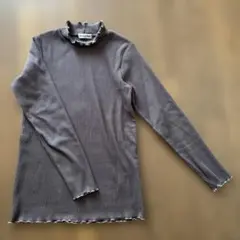 Samansa Mos2 グレー長袖Tシャツ フリルネック