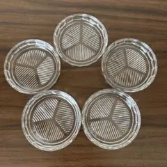 昭和レトロ！未使用品！HOYA ホヤ　クリアガラスコースター5枚　豆皿にも！