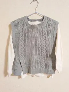 a.v.v. 長袖カットソー ニットベストセット 重ね着コーデ 110