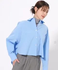 PLSTプラステ　タイプライタークロップドシャツ　ライトブルーのサムネイル