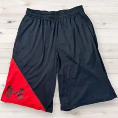 【美品/160】アンダーアーマー ハーフパンツ YXL 黒 赤 トレーニング