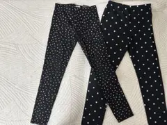 女の子　キッズ　2枚　黒　ドット柄　H &M 7-8 サイズ130