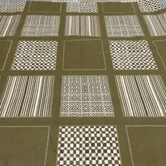 オリーブグリーン ♥︎チェックストライプ約198cm x68cm