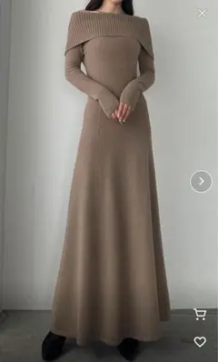 Louere オフショルフレアニットワンピース