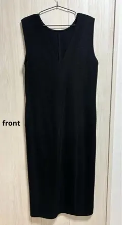 ジャンパースカート　ジャンスカ　深Vネック　黒　ワンピース　ロングワンピース