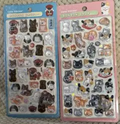 【正規品】ボンボンドロップシール 和柄　新作　日本犬と猫 ２枚セッ