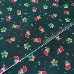 Christmas M-A-Y クリスマス　コットンプリント＊緑＊即日発送