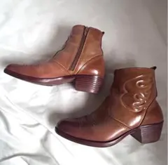 テキサス TEXAS ウエスタンブーツ ショートウエスタン サイドジップ 本革