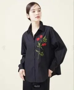 Sybilla モヘア　フラワー　刺繍　シャツ　ブラックのサムネイル