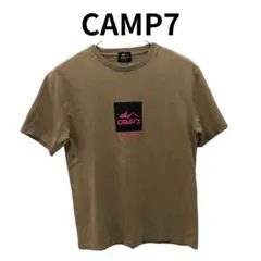 CAMP7 キャンプセブン 半袖tシャツ ブラウン ロゴプリント クルーネック