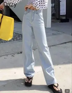 SHEINライトブルーデニム ワイドレッグパンツ