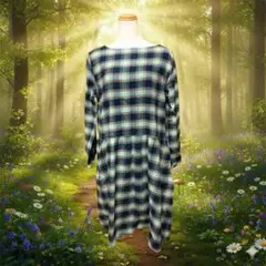 森ガール フェアリーグランジ チェック柄ギャザー切り替えワンピース ポケット