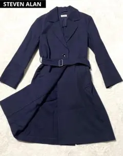 ✨定番アイテム✨ STEVEN ALAN チェスターコート　ベルト付きネイビーのサムネイル