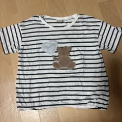 プティマイン ストライプ柄 クマ刺繍 Tシャツ 120