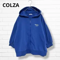 美品✨コルザ COLZA 七分袖 パーカー【Ｌ】ブルー ジップアップ