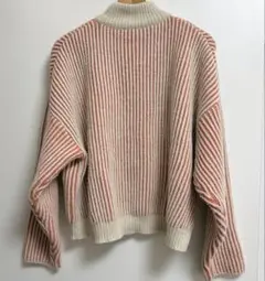 SELECT MOCA 長袖セーター クリームと赤のストライプ オーバーサイズ