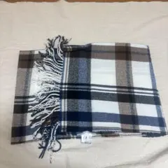 ニコアンド　チェック柄マフラー ネイビー ホワイト ブラウン