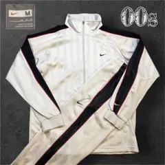 00s NIKE セットアップ ジャージ シルバー×ブラック M 刺繍ロゴ