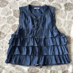 niko and... フリルティアードベスト デニムノースリーブベスト