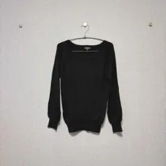 ［INDIVI］ブラックリブトップス(M)/カジュアル シンプル　合わせやすい