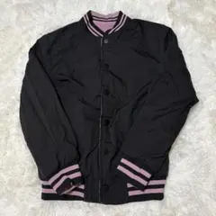 新品 リバーシブル スタジャン ブルゾン 黒 ピンク キッズ 140