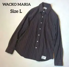 WACKO MARIA ワコマリア 長袖シャツ ストライプ ブラック Ｌ 綿のサムネイル