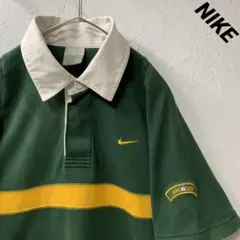 NIKE ナイキ ポロシャツ ラガー 半袖 ロゴ刺繍 黄スウォッシュ