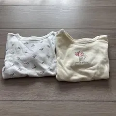 プティマイン 長袖 Tシャツ 2点セット 100㎝ イエロー 花柄