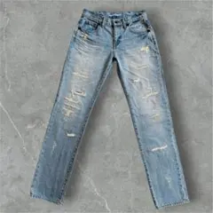 値下げダブルスタンダードクロージング ストレートデニム　ダメージ加工 サイズ36