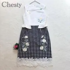 【 Chesty チェスティ】マーガレットワンピース ギンガムチェック 花柄 ０