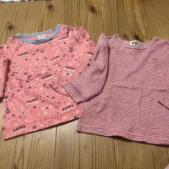 K p花柄とストライプの長袖トップスセット